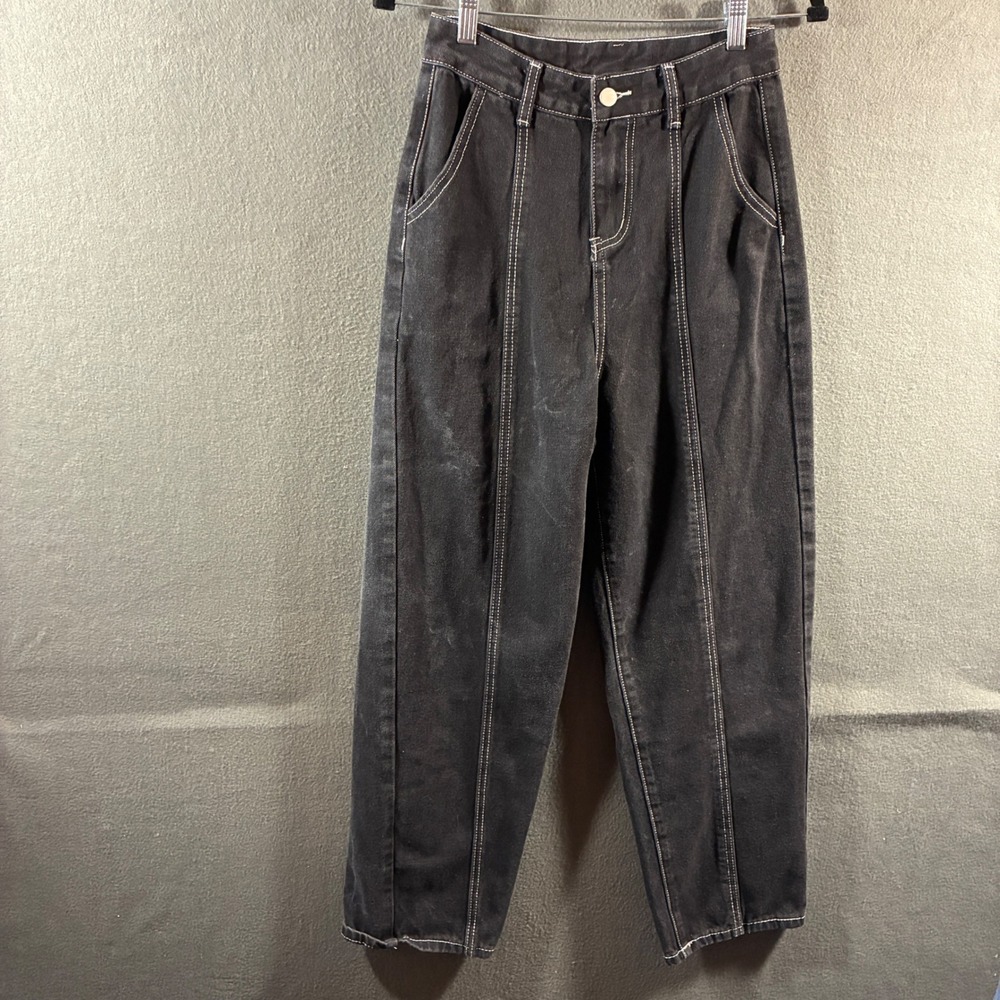 y2k women Jeans small Acid Wash Contrast Stitch High Rise whimsygoth skater